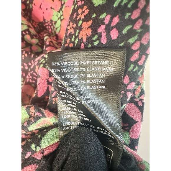 Free People Clementine Floral Midi Dress M Pink Green Slit Sweetheart 90s Boho - Picture 16 of 16